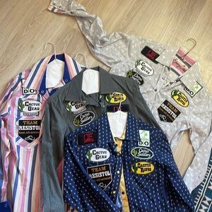 Sherry Cervi Western rodeo shirts with rodeo patches